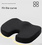 Black Ergonomic U‑Shaped Memory Foam Seat Cushion, Tailbone Relief & Posture Support with Breathable Cover
