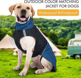 Dog Rain Coat, Waterproof Wind‑Proof Winter Dog Jacket with Reflective Stripes, for Small & Medium Dogs, Blue‑Black, Size XXL