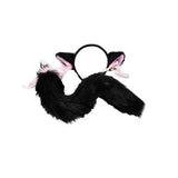 House Of Dasein Black White Cute Kitten Ears Faux Fox Tail Ana Butt Plug Cosplay Bdsm - Black - M - Headband