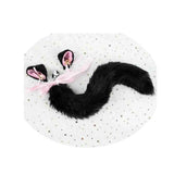 House Of Dasein Black White Cute Kitten Ears Faux Fox Tail Ana Butt Plug Cosplay Bdsm - Black - L - Hairpin