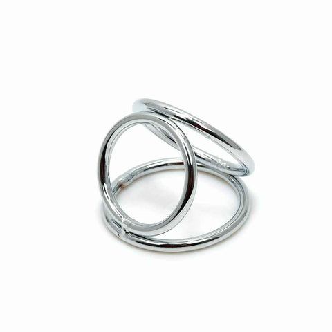 House Of Dasein Triple Stainless Steel Cock Ball Ring Chastity Device Bdsm - Silver - L