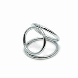 House Of Dasein Triple Stainless Steel Cock Ball Ring Chastity Device Bdsm - Silver - S