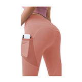 Hod Health & Home High Waist Tummy Control Yoga Leggings With Pocket For Women - Pink - M
