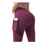 Hod Health & Home High Waist Tummy Control Yoga Leggings With Pocket For Women - Red - L