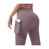Hod Health & Home High Waist Tummy Control Yoga Leggings With Pocket For Women - Purple - L