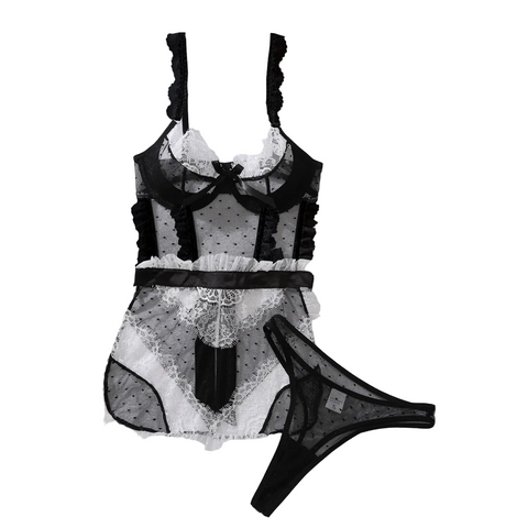House Of Dasein Hollow Out Backless No Take Off Seductive Jumpsuit With Steel Ring - Black And White - S