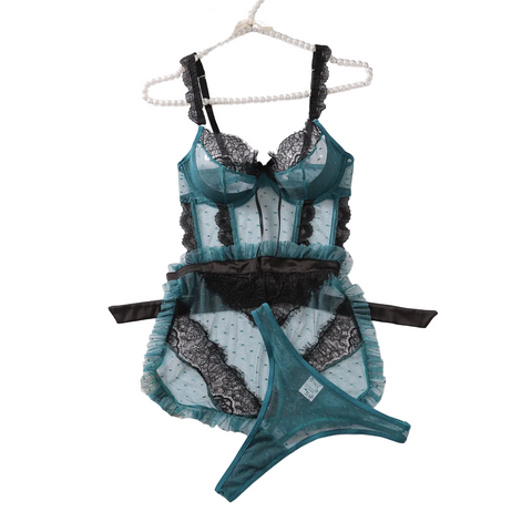 House Of Dasein Hollow Out Backless No Take Off Seductive Jumpsuit With Steel Ring - Black Green - M