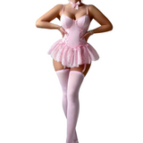 House Of Dasein Retro Pure Temptation Sexy Deep V Neck Lace Trim One Piece Dress Lingerie - Pink - M