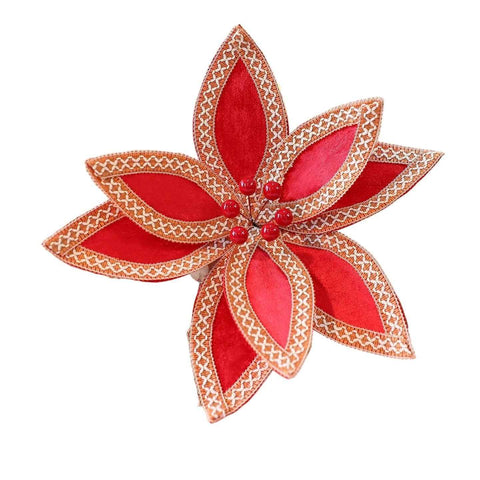 House Of Dasein Saint Yuan New Arrival Faux Velvet Preserved Christmas Flower Branches Tree Decoration Holiday - Red