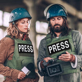 2 PCS Reflective Press Patch Night Vision & Reflective Printed Letters Patches with Hook & Loop for Guard Vest Jacket Back Panel, Small (5.7" x 2.5"), Large (10.7" x 3.9")