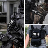 2 PCS Reflective Press Patch Night Vision & Reflective Printed Letters Patches with Hook & Loop for Guard Vest Jacket Back Panel, Small (5.7" x 2.5"), Large (10.7" x 3.9")