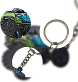 4 Wheeler Off-road Keychain, Cool Flame Pattern Decorative Ring, Anti-rust Lightweight Key Holder, for Men (Black)