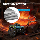 4 Wheeler Off-road Keychain, Cool Flame Pattern Decorative Ring, Anti-rust Lightweight Key Holder, for Men (Black)