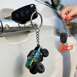 4 Wheeler Off-road Keychain, Cool Flame Pattern Decorative Ring, Anti-rust Lightweight Key Holder, for Men (Black)