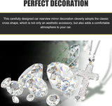 Car Hanging Ornament, Bling Cross Faith Pendant, Rhinestones-Embedded Rust-Proof Hip Hop Rearview Mirror Decoration Charm, Universal Personality Interior Accessory for Most Cars (Silver)