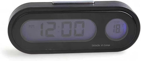 Car Clock, LED Luminous Dashboard Digital Clock, Angle-Adjustable Dual Screen Display for 12/24 Hours Switching Time & Temp, Self-Adhesive Mini Parts for Car & Home (Black)