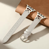 Slim Leather Band Compatible with Apple Watch Bands for Women 40mm 38mm 41mm 42mm 44mm 45mm 46mm, Top Grain Leather Band with DC-shaped Buckle for iWatch Band Series 11 10 9 8 7 6 5 4 3 2 1 SE