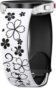 Floral Engraved Band-Compatible with Samsung Galaxy Watch 7 Band 6 4 5 40mm 44mm/5 Pro/6 4 Classic/Active 2, 20mm Cute Two-Tone Flower Soft Silicone Sport Strap for Samsung Watch Bands Women Men In Australia - Darrahopens