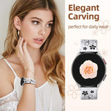 Floral Engraved Band-Compatible with Samsung Galaxy Watch 7 Band 6 4 5 40mm 44mm/5 Pro/6 4 Classic/Active 2, 20mm Cute Two-Tone Flower Soft Silicone Sport Strap for Samsung Watch Bands Women Men
