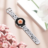Floral Engraved Band-Compatible with Samsung Galaxy Watch 7 Band 6 4 5 40mm 44mm/5 Pro/6 4 Classic/Active 2, 20mm Cute Two-Tone Flower Soft Silicone Sport Strap for Samsung Watch Bands Women Men