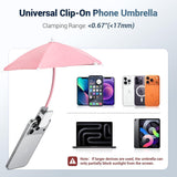 Phone Umbrella, UPF 45+ Clip-On Phone Umbrella Mini Tanning Cellphone Sun Shade Screen UV Protection for iPhone iPad Laptop Kindle Outdoor Travel Beach Pool Gifts Accessories Vacation Essentials