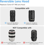Dedicated Lens Hood Shade Protector for Canon RF 100-400mm F5.6-8 is USM & EF 70-300mm f/4-5.6 is II USM Replaces Canon ET-74B Lens Hood Reversible/Bayonet/with Button to Lock or Release