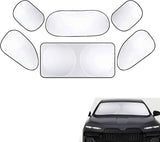 6 PCS Car Windshield Sunshades, Reflective Sun & Heat Insulation Shield Kit, Double-Sided Full Blackout Privacy Protection Cover, Foldable Shade for Most Cars SUVs (Silver)