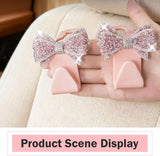 2 PCS Car Bling Seat Headrest Hooks, 3D Butterfly Bow Rhinestone Decoration Hook, Multi-function Storage Hanger for Purses and Bags, Cute Organizer for Car Rear Seat (Pink)