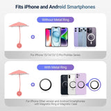 Pink+ Yellow：Magnetic Cell Phone Umbrella for Sun,Outdoor Phone Sun Shade Shield