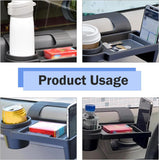 Car Window Storage Holder, Multi-function Cup Holder with Phone Slot & Storage Tray, ABS Anti-scratch Insert Extra Hanging Mount, Interior Organizer for Most Vehicles (Black)