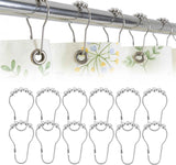 12 Shower Curtain Hooks, Suitable for Bathroom Shower rods for Rust-Proof Decorative Stainless Steel Shower Curtain Hooks, Silver