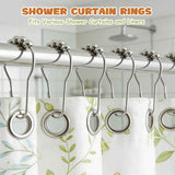 12 Shower Curtain Hooks, Suitable for Bathroom Shower rods for Rust-Proof Decorative Stainless Steel Shower Curtain Hooks, Silver