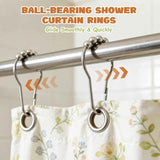 12 Shower Curtain Hooks, Suitable for Bathroom Shower rods for Rust-Proof Decorative Stainless Steel Shower Curtain Hooks, Silver