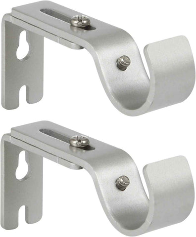 Heavy Duty Adjustable Curtain Rod Brackets Rod Holders for 1 Inch Rod, Silver Color, (Set of 2)