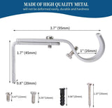 Heavy Duty Adjustable Curtain Rod Brackets Rod Holders for 1 Inch Rod, Silver Color, (Set of 2)
