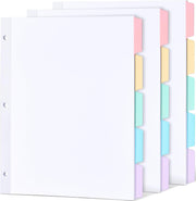 Blank Writable Binder Dividers, 1/5 Cut Tabs, 3 Hole Punch Dividers with Reinforced Edge, Binder Dividers with Multicolor Tabs, Letter Size, 3 Sets, 15 Dividers