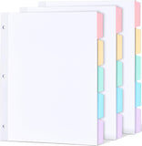 Blank Writable Binder Dividers, 1/5 Cut Tabs, 3 Hole Punch Dividers with Reinforced Edge, Binder Dividers with Multicolor Tabs, Letter Size, 3 Sets, 15 Dividers