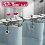 Shower Curtain Hooks Rust Proof (Set of 12) - Stainless Steel Shower Curtain Rings - Anti Slip Roller Balls for Easy Glide (Secure Lock Hooks, Polished Nickel)