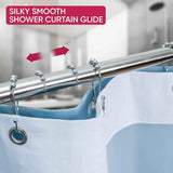 Shower Curtain Hooks Rust Proof (Set of 12) - Stainless Steel Shower Curtain Rings - Anti Slip Roller Balls for Easy Glide (Omega Double Hooks, Polished Nickel)