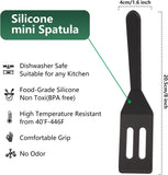 【2 Pack】 Small Spatula for Nonstick Cookware Mini Spatulas for kitchen Use,Heat-Resistant Silicone Thin Spatula Cooking Baking (Black-2)