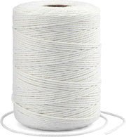 White String, 2MM 656 Feet White Cotton String, Cotton Bakers Twine for Meat, Roasting, Gift Wrapping, Gardening, Macrame, DIY Art & Crafts (200M/218Yard,12Ply)