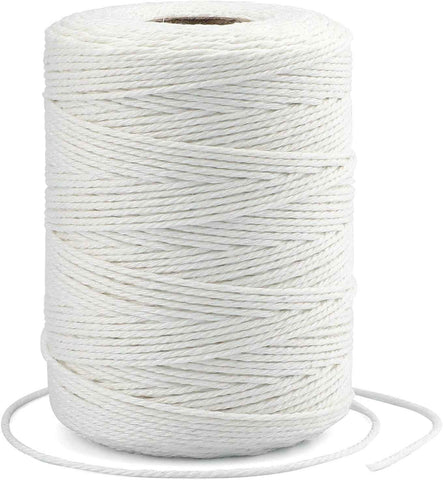 White String, 2MM 656 Feet White Cotton String, Cotton Bakers Twine for Meat, Roasting, Gift Wrapping, Gardening, Macrame, DIY Art & Crafts (200M/218Yard,12Ply)