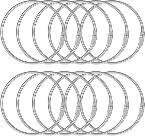 Loose Leaf Binder Rings 2 Inch Smooth Steel Book Rings for Index Cards Flash Cards Receipts Memos Photos and Files Heavy Duty Organizers Loops for Office School and Home Use, 12 Pack