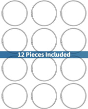 Loose Leaf Binder Rings 2 Inch Smooth Steel Book Rings for Index Cards Flash Cards Receipts Memos Photos and Files Heavy Duty Organizers Loops for Office School and Home Use, 12 Pack