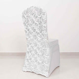 Efavormart Satin Rosette White Stretch Banquet Spandex Chair Cover Dinning Event Slipcover for Wedding Party Banquet Catering
