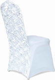 Efavormart Satin Rosette White Stretch Banquet Spandex Chair Cover Dinning Event Slipcover for Wedding Party Banquet Catering