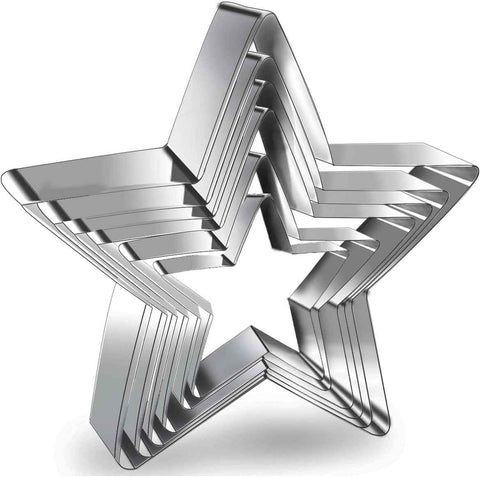 6 Pieces Star Cookie Cutters Set - Stainless Steel Five-Pointed Shaped Cutter, Biscuit Molds, Fondant Cake Cheese Pastry Mold Bakeware Tools Christmas Gifts (Assorted Sizes)