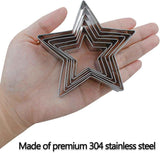 6 Pieces Star Cookie Cutters Set - Stainless Steel Five-Pointed Shaped Cutter, Biscuit Molds, Fondant Cake Cheese Pastry Mold Bakeware Tools Christmas Gifts (Assorted Sizes)