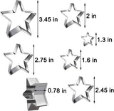 6 Pieces Star Cookie Cutters Set - Stainless Steel Five-Pointed Shaped Cutter, Biscuit Molds, Fondant Cake Cheese Pastry Mold Bakeware Tools Christmas Gifts (Assorted Sizes)
