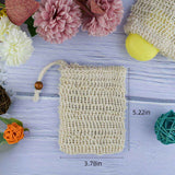 5 Pack Soap Saver Bag Exfoliating Pouch Shower Mesh Bar Natural Sisal for Bath and Bags with Drawstring Plastic-free Foaming Drying